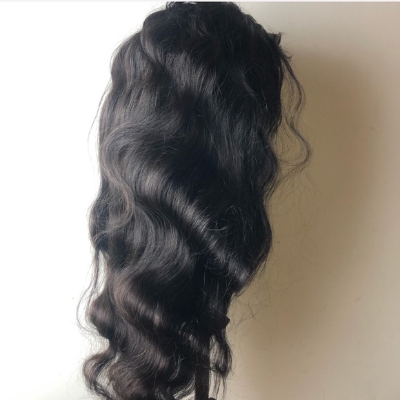 16” BLACK HUMAN BRAZILIAN BODY WAVE LACE FRONT WIG main image 4